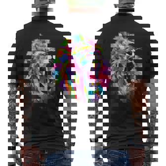 Lion Colorful Roaring Lion's Head Artistic Camiseta Hombre Estampado Espalda - Regaloses