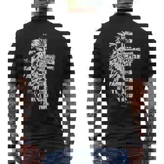 Lion Of Judah And Cross With Philippians 4 Men's T-shirt Back Print - Thegiftio UK