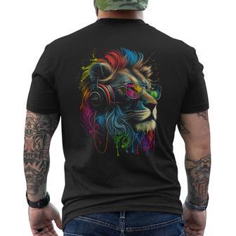 Lion Sunglasses Headphones Party Lion Lovers Lion T-Shirt mit Rückendruck - Geschenkecke