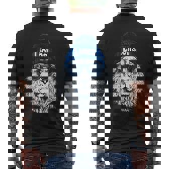 Lions Lover Apparel Lion Face With Sunglasses Winter Men's Back Print T-Shirt - Monsterry