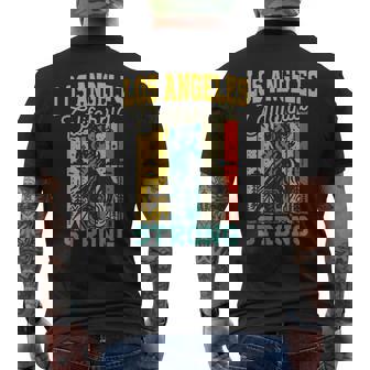 Los Angeles California Strong Pray For California Retro Men's T-shirt Back Print - Thegiftio