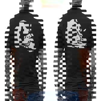 Loser Funny Rabbit Shadow Hand Sign Language Bunny Humor Men's Back Print T-Shirt - Monsterry