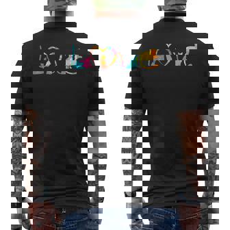 LOVE Cats Colorful Watercolor Decoration Cute Cat Toy Men's Back Print T-Shirt - Monsterry