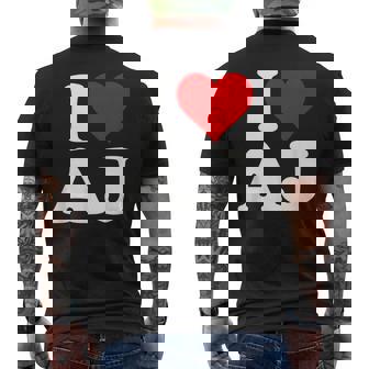 I Love Heart Aj AJ A J Initals Monograma Nombre Nombre Camiseta Hombre Estampado Espalda - Regaloses