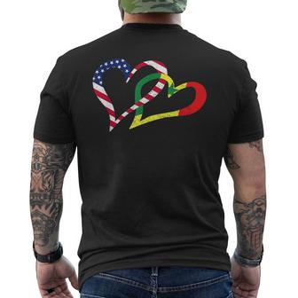 Love Heart Senegal African USA Americans Flag Colors Men's Back Print T-Shirt - Monsterry