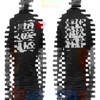 I Love Hot Rodeo Moms I Heart Cowboy Rodeo Mom Apparel Men's Back Print T-Shirt - Monsterry