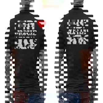 I Love Hot Wrestling Moms Cute Red Heart Love Moms Wrestler Men's Back Print T-Shirt - Monsterry