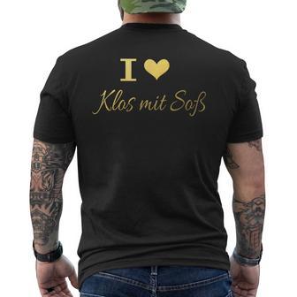 I Love Klos With Sauce Franken Dumplings Upper Franken Heart T-Shirt mit Rückendruck - Geschenkecke