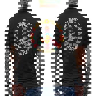 Love Peace Jesus Christian Fun 60s 70s Costume Groovy Hippie Men's Back Print T-Shirt - Monsterry