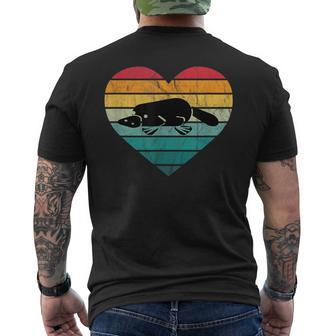 I Love Platypus Silhouette Heart Wilderness Australia T-Shirt mit Rückendruck - Geschenkecke