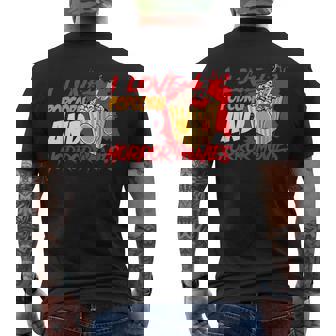 I Love Popcorn And Horror Movies Halloween Horror Movie Fan Men's Back Print T-Shirt - Monsterry