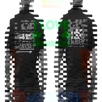 I Love Her Shamrocks St Patricks Day Couples Outfits Men's T-shirt Back Print - Thegiftio UK