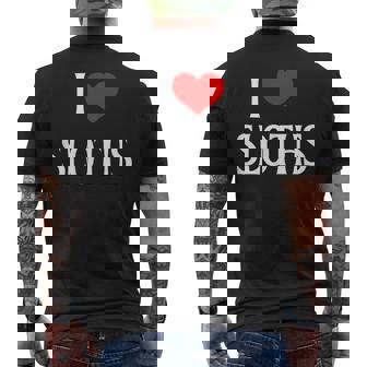 I Love Sloths I Heart Sloths Three Toed Tree Sloth Lover Men's Back Print T-Shirt - Monsterry