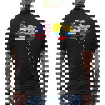 Loving USA Ecuador Flag Heart Ecuadorian Americans Love Men's Back Print T-Shirt - Monsterry