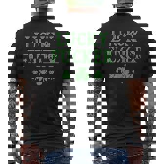 Lucky Fucker St Patrick's Day Couple's Rude Profanity Men's T-shirt Back Print - Monsterry