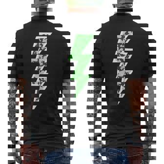Lucky Irish Lightning Bolt St Patrick's Day Tees Shamrocks Men's Back Print T-Shirt - Monsterry