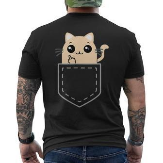 Lustige Katze Mittelfinger Stinkefinger Cat Kawaii T-Shirt mit Rückendruck - Geschenkecke