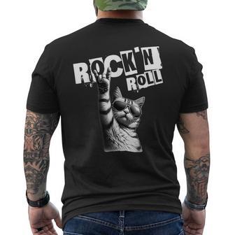 Lustiges Musik Festival Rock Katze Rock N Roll T-Shirt mit Rückendruck - Geschenkecke