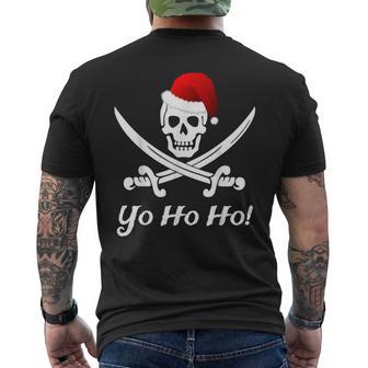 Lustiges Weihnachten Piraten Pirat Weihnachtsmann Hut Yo Ho T-Shirt mit Rückendruck - Geschenkecke