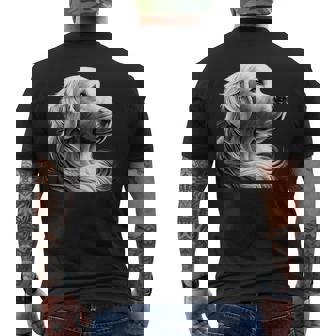 Majestic White English Cream Golden Retriever Sketch Devine Men's T-shirt Back Print - Seseable
