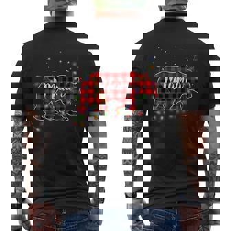 Mama Bear Red Plaid Christmas Pajama Family Men's Back Print T-Shirt - Monsterry