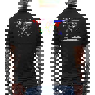 Mapa Del Mundo Y Banderas De Los Países Del Mundo Camiseta Hombre Estampado Espalda - Regaloses