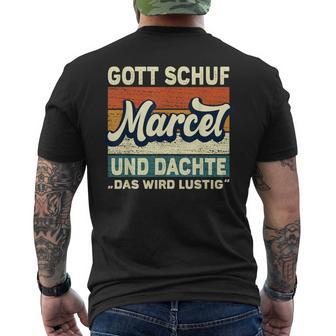 Marcel Name Saying Gott Schuf Marcel T-Shirt mit Rückendruck - Geschenkecke