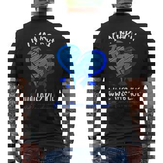 In March We Wear Blue Colon Cancer Awareness Month Heart Men's T-shirt Back Print - Seseable