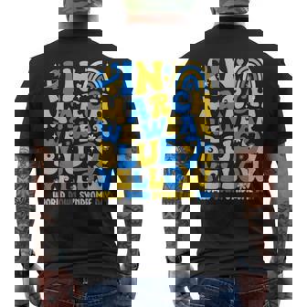 In March We Wear Yellow And Blue For World Down Syndrome Day Men's T-shirt Back Print - Monsterry
