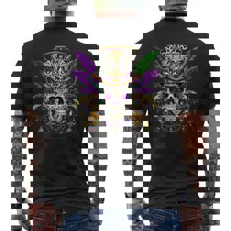 Mardi Gras Costume Sugar Skull Carnival Halloween Witch Men Men's Back Print T-Shirt - Monsterry