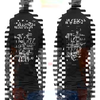Marrakesh Morocco Souvenir Moroccan Flag Heritage Marrakesh Men's Back Print T-Shirt - Monsterry