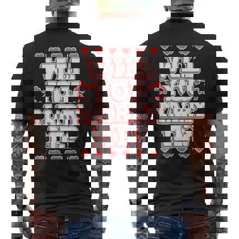 Marriage Proposal Design For Valentine's Day Will You Marry Me Men's Back Print T-Shirt - Monsterry