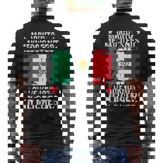 Married To A Mexican Wife Mexican Husband Mexico Flag Men's Back Print T-Shirt - Monsterry