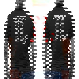 Math Teacher Christmas Idea Pi Joke Candy Cane Men's Back Print T-Shirt - Monsterry