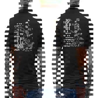 I May Be Old Cool Bands Squelette Joue Guitare Rock Music T-shirt imprimé au dos - Cadeauxyz