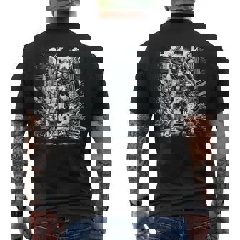 Mech Assault Futuristic Urban Warfare Mech Battle Art Tank Top Men's Back Print T-Shirt - Monsterry