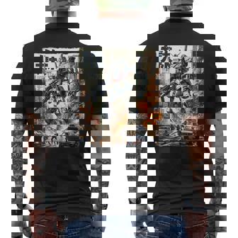 Mech Assault Futuristic Urban Warfare Japanese Battle Art Men's Back Print T-Shirt - Monsterry