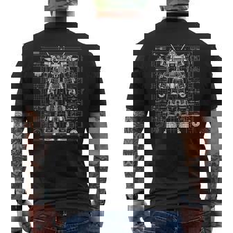Mech Warrior Blueprint Shirt Mighty Tech Robot Fighter Men's Back Print T-Shirt - Monsterry