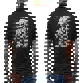 Mech Warrior Sketch Shirt Mighty Tech Robot Fighter Premium Men's Back Print T-Shirt - Monsterry