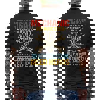 Mechanic Because Even Engineers Need Heroes Men's Back Print T-Shirt - Monsterry