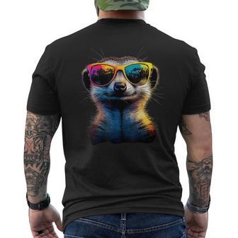 Meerkat With Sunglasses Colourful Popart Cute Meerkat T-Shirt mit Rückendruck - Geschenkecke