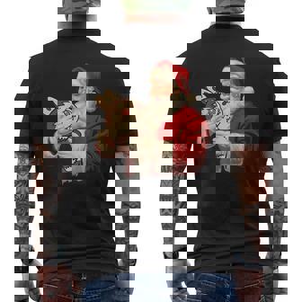 Meme Labubu Lover Christmas Santa Holding Labubu Xmas Men's Back Print T-Shirt - Monsterry