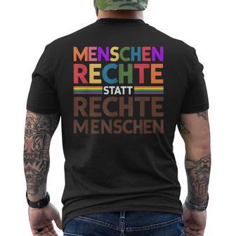 Menschenrechte Statt Rechte Menschen Regenbogen Spruch T-Shirt mit Rückendruck - Geschenkecke