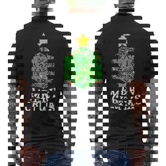 Merry Critmas D20 RPG Christmas Tree RPG Gamer Gaming Xmas Men's Back Print T-Shirt - Monsterry