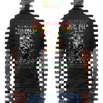 Merry Swole Mas Christmas Gym & Work Out Santa Flexing Men's Back Print T-Shirt - Monsterry