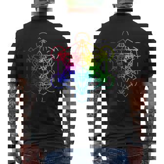 Metatron Cubo Geometría Sagrada Yoga Metatron Cubo Sagrado Geométrico Meditación Yoga Camiseta Hombre Estampado Espalda - Regaloses