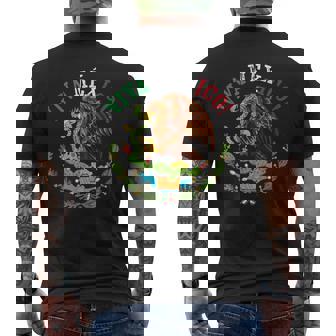 Mexican Flag Proud Mexican Coat Of Arms Viva Mexico Men's Back Print T-Shirt - Monsterry