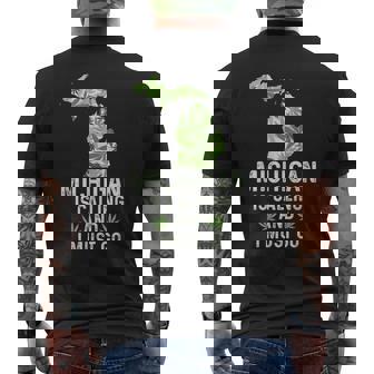 Michigan Is Calling And I Must Go Weed Lovers Men's Back Print T-Shirt - Monsterry