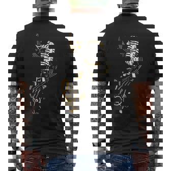 Microphone De Musique Rétro Avec Notes De Musique Et Clef T-shirt imprimé au dos - Cadeauxyz