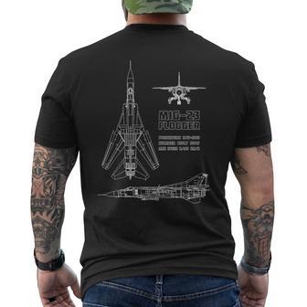 Mig-23 Russian Jet Fighter Plane Flogger Blue Pause T-Shirt mit Rückendruck - Geschenkecke